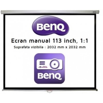 Ecran de proiectie montabil pe perete BenQ Manual 113 inch, 1:1, 203.2 x 203.2 cm